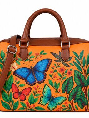 Printed Vegan Leather Buisness Top Handle Crossbody Bag for Women for Work